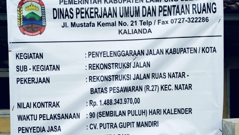 CV.Purta Gupit Mandiri Laksanakan pekerjaan Asal Asalan,Andry Setiyoko PPK Dinas PUPR Lam Sel Kecewa