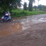 Jalan Depan Kantor Pemda Pesawaran Bak Kubangan Kerbau, Hingga Kini Belum Ada Pembenahan.