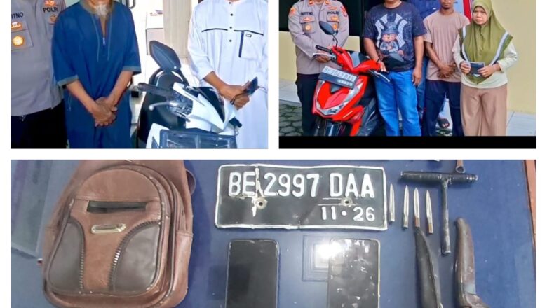 Polsek  Palas Tangkap Dua Pelaku Curanmor, 2 Unit Motor Korban Berhasil Dikembalikan ke warga