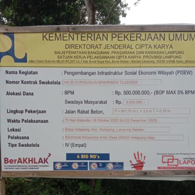 LSM PRO RAKYAT Akan Laporkan Proyek PISEW Tahun 2025 Lampung Selatan ke Presiden Prabowo dan Jaksa Agung RI, Untuk Di Audit BPK RI