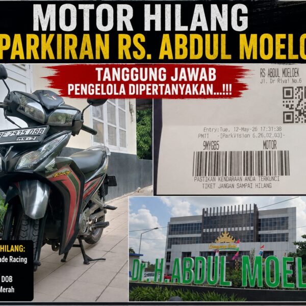 Motor Pasien Raib di Parkiran RSUD Abdul Moeloek, Tanggung Jawab Pengelola Dipertanyakan