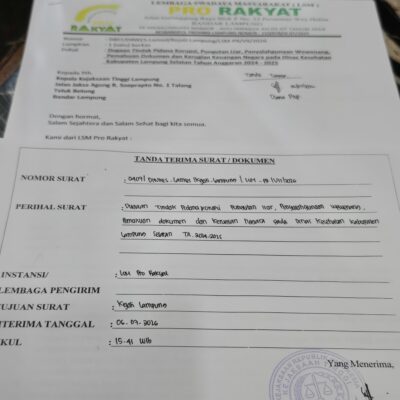 LSM PRO RAKYAT Laporkan Dugaan Korupsi Dinas Kesehatan Lampung Selatan ke Kejati Lampung, Desak Kepala Dinas Diperiksa