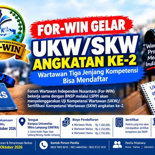 For-WIN Gelar UKW/SKW Angkatan ke-2 , Pendaftaran Dibuka Hingga 28 Oktober 2026