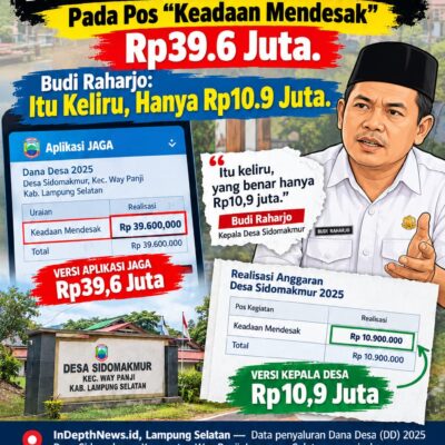 Data Realisasi DD Sidomakmur 2025 Pada Pos “Keadaan Mendesak” Rp39.6 Juta. Budi Raharjo: Itu Keliru, Hanya Rp10.9 Juta