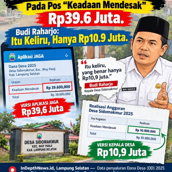 Data Realisasi DD Sidomakmur 2025 Pada Pos “Keadaan Mendesak” Rp39.6 Juta. Budi Raharjo: Itu Keliru, Hanya Rp10.9 Juta