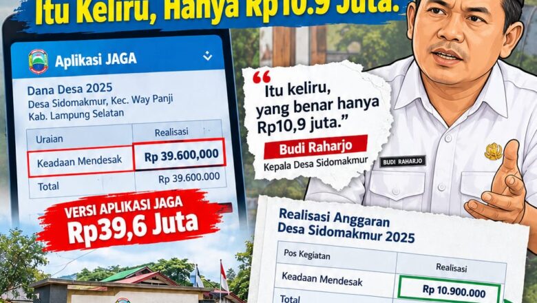 Data Realisasi DD Sidomakmur 2025 Pada Pos “Keadaan Mendesak” Rp39.6 Juta. Budi Raharjo: Itu Keliru, Hanya Rp10.9 Juta