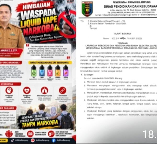 Disdikbud Lampung Perketat Aturan, Siswa SMA/SMK Dilarang Merokok dan Menggunakan Vape